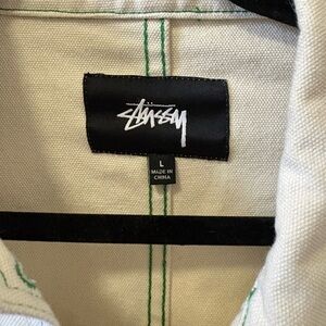 Stussy Cream Canvas Piece with Green Stitching